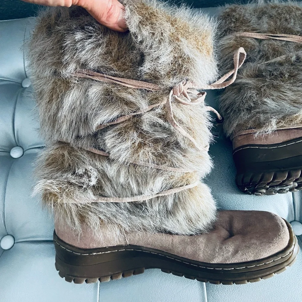 River Island Eskimo Style Faux Fur Winter Boots - size: 38 - US 5